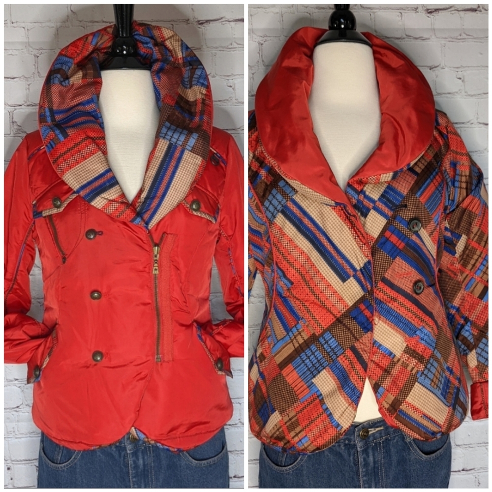 🎉HOST PICK🎉Reversal Ski Jacket Red Plaid Jacket Puffer Coat Zip Front Pockets